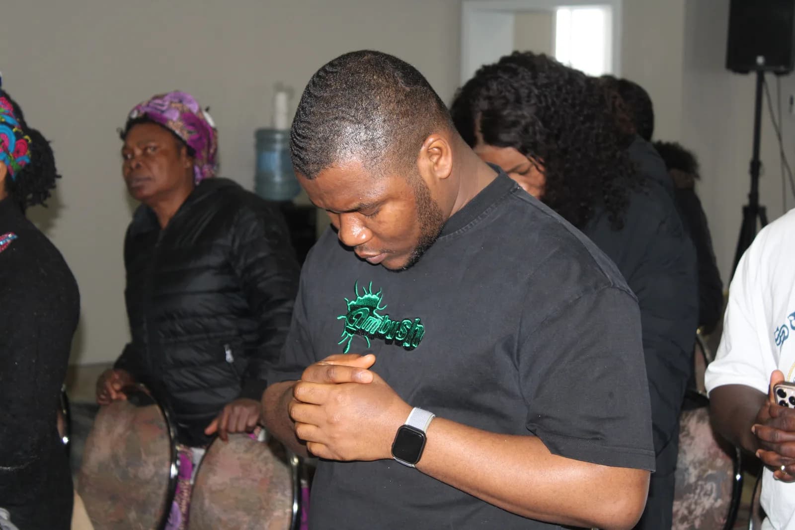 Praise and worship during Sunday service